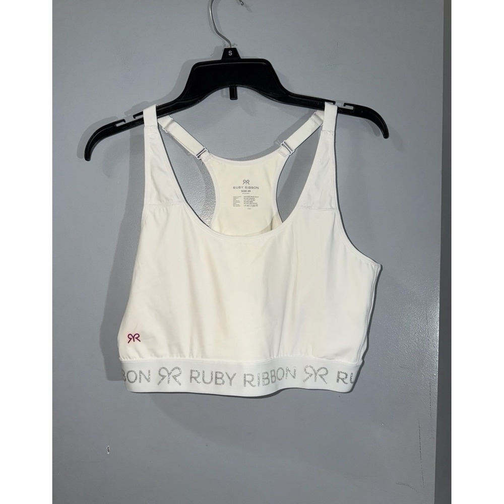 Ruby Ribbon Demiette style 1855 white  silver glitter logo size 46 or XL 16 - 18